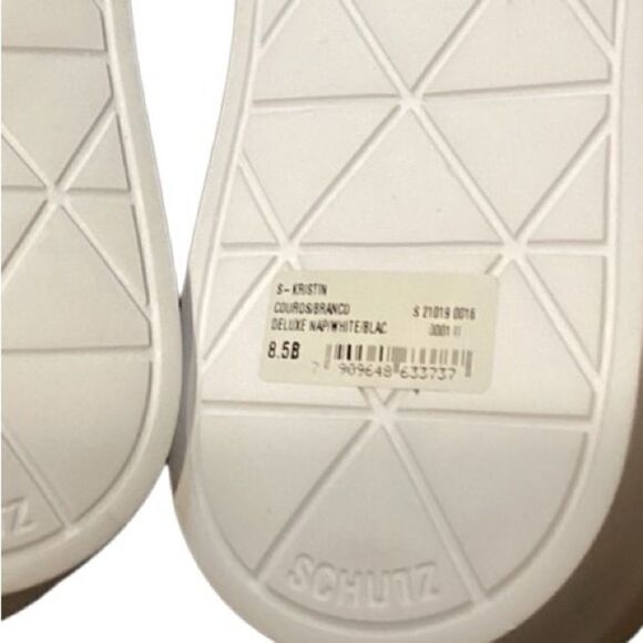 NWT Schutz KRISTIN White Leather Platform Sneakers Black Faux Fur Lining 8.5 - Picture 10 of 11